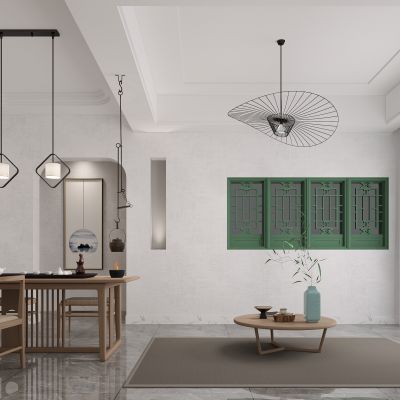 新中式茶室，茶室，茶台，