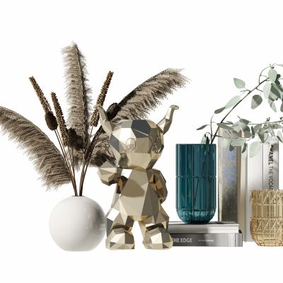 现代芦苇花瓶花艺