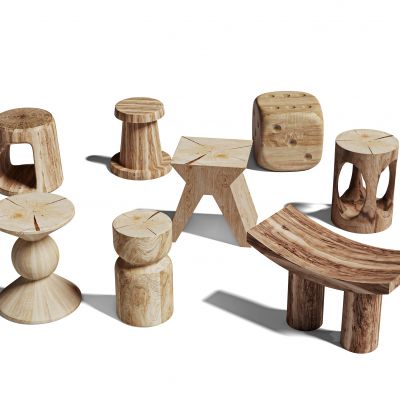 现代实木圆几墩子凳子