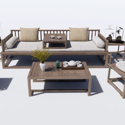 中式实木沙发茶几