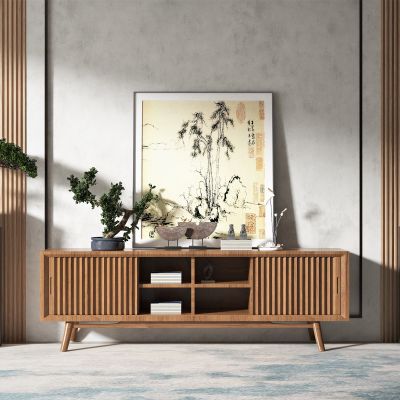 新中式风格电视柜，饰品摆件，装饰画