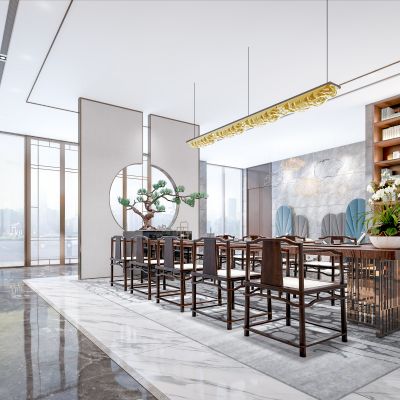 新中式售楼处茶室书吧