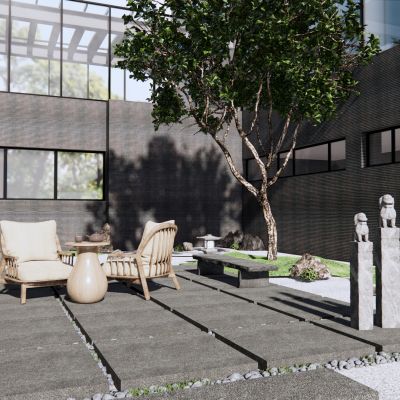 新中式办公楼庭院景观