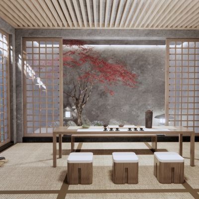日式茶室茶桌椅