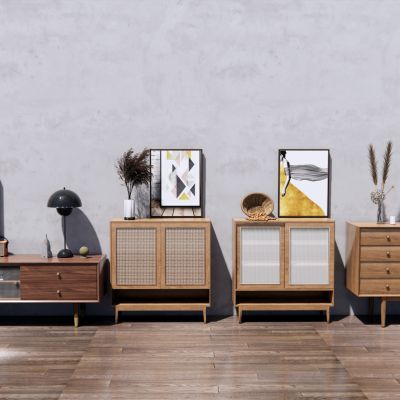 北欧实木边柜电视柜