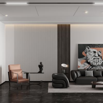 现代客厅，黑白灰时尚客厅