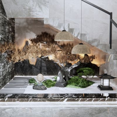 新中式楼梯间景观小品