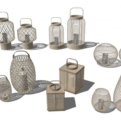 新中式藤编烛台灯