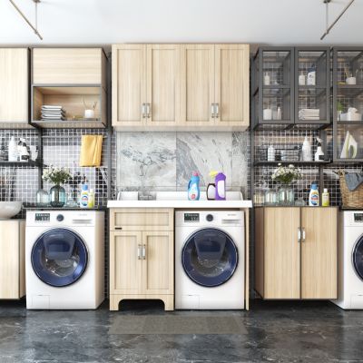 现代阳台柜 洗衣机柜 洗衣机