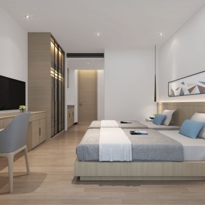 现代办公单身公寓卧室