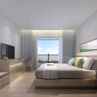 现代办公单身公寓卧室