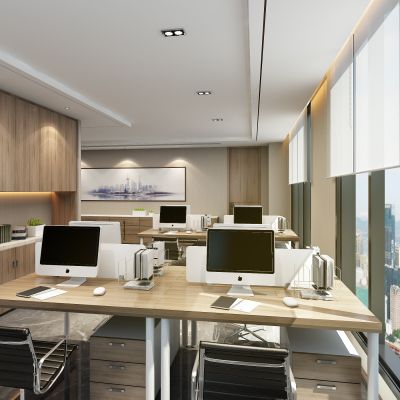 现代开敞办公区办公室