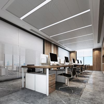 现代开敞办公室办公区