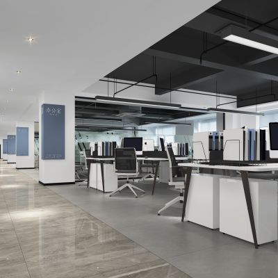 现代开敞办公室办公区