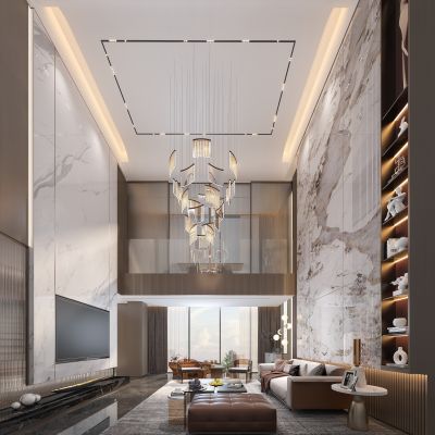 现代轻奢别墅客厅