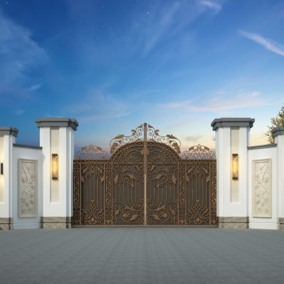 待审核  新中式入口大门 壁灯 浮雕 树3D模型