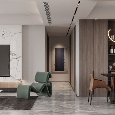 2021艾巴优学员投稿-现代轻奢客餐厅，卧室