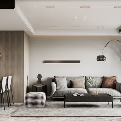 2021艾巴优学员投稿-现代客餐厅，电视背景，沙发背景，客餐厅全景