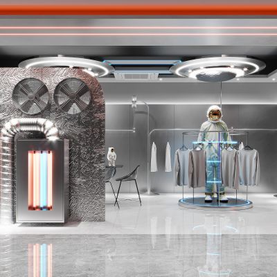 现代科技风潮牌服装店3D模型