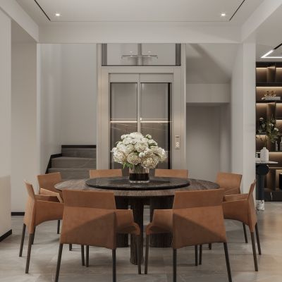 2021艾巴优学员投稿-现代客餐厅，电视背景，沙发背景，楼梯间，一层客厅