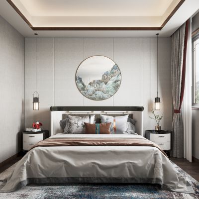 2021艾巴优学员投稿-新中式卧室，三楼次卧