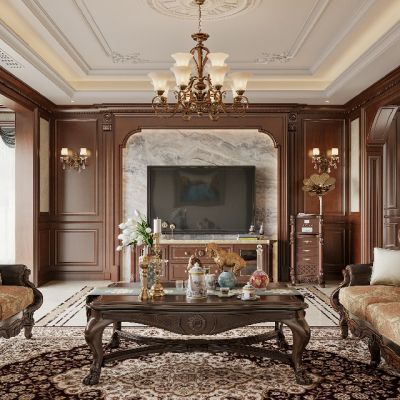 2021艾巴優(yōu)學(xué)員投稿-美式客餐廳，廚房，電視背景，樓梯間，沙發(fā)背景