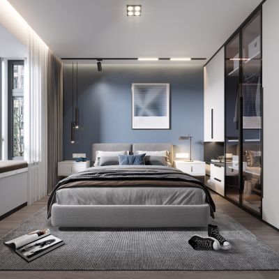 现代卧室，卧室
