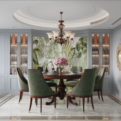 2021艾巴优学员投稿-现代简欧混搭客餐厅，玄关