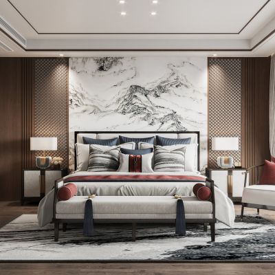 2021艾巴优学员投稿-新中式卧室，三楼次卧