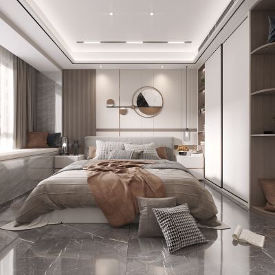 现代卧室，卧室