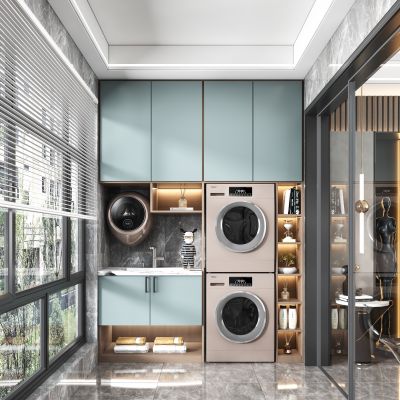 现代阳台洗衣柜