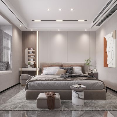 现代卧室，卧室
