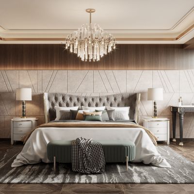 2021艾巴优学员投稿-现代轻奢卧室，卫生间，衣帽间，主卧