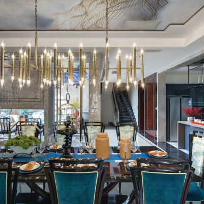 [辽宁]444㎡中式风格住宅设计cad施工图及高清效果图