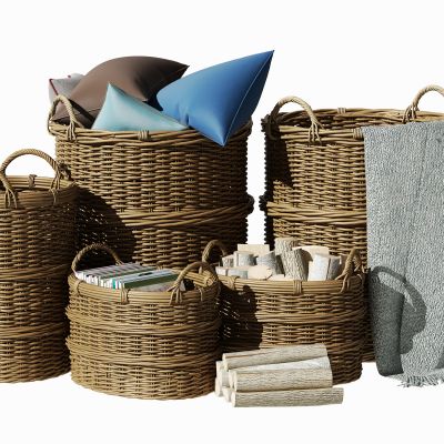 新中式竹编篮筐摆件