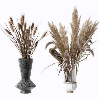 现代芦苇花瓶摆件3D模型