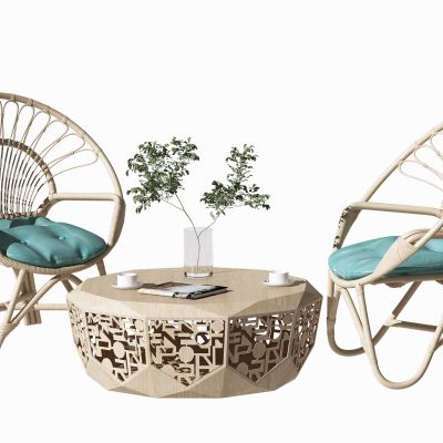 新中式藤编休闲椅