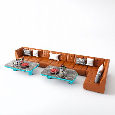 后现代皮革沙发 KTV 转角沙发