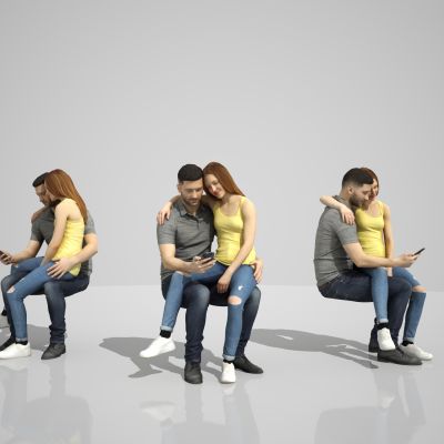 情侣人物时尚逛街街拍人物