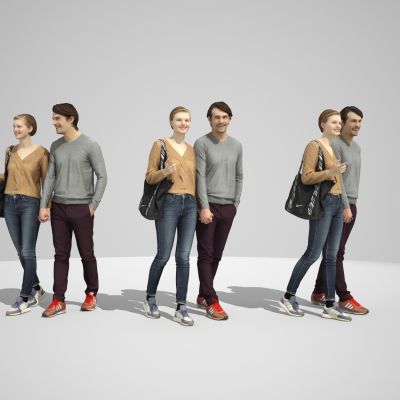 情侣人物时尚逛街街拍人物