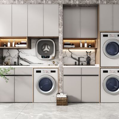 现代洗衣机柜