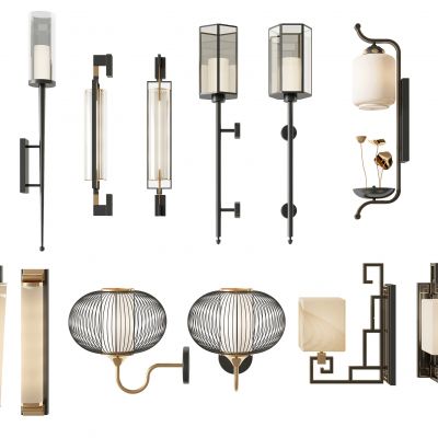 新中式金属灯笼壁灯