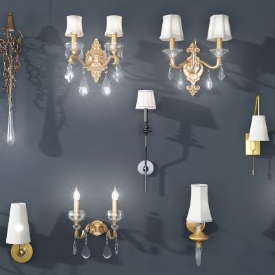 欧式水晶轻奢金属壁灯组合