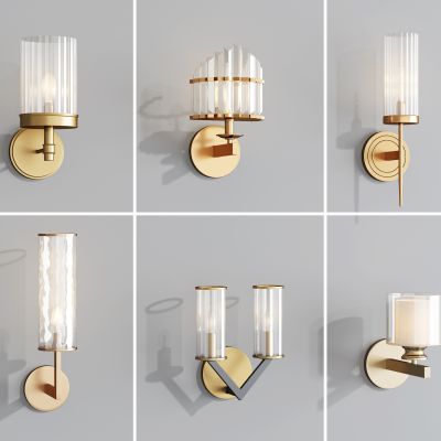 新中式水晶金属玻璃壁灯