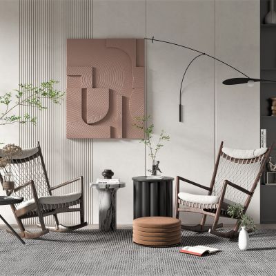 侘寂风格躺椅边几,墙饰,饰品摆件