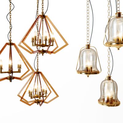 美式金属玻璃吊灯