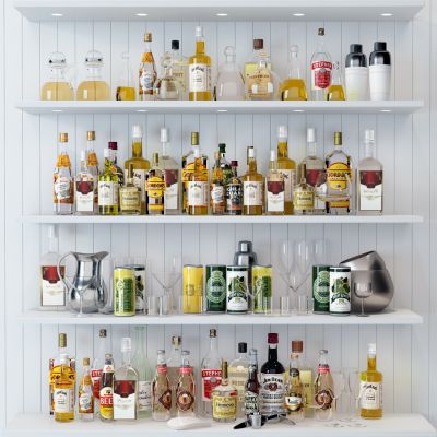 现代红酒洋酒酒杯，酒瓶子