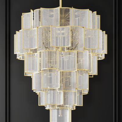 现代金属网格多层水晶吊灯