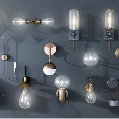 新中式铁艺球形灯泡金属壁灯组合