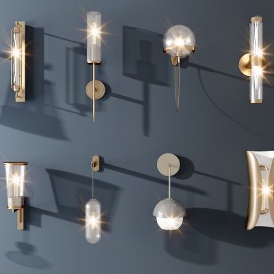 新中式水晶玻璃简约金属壁灯